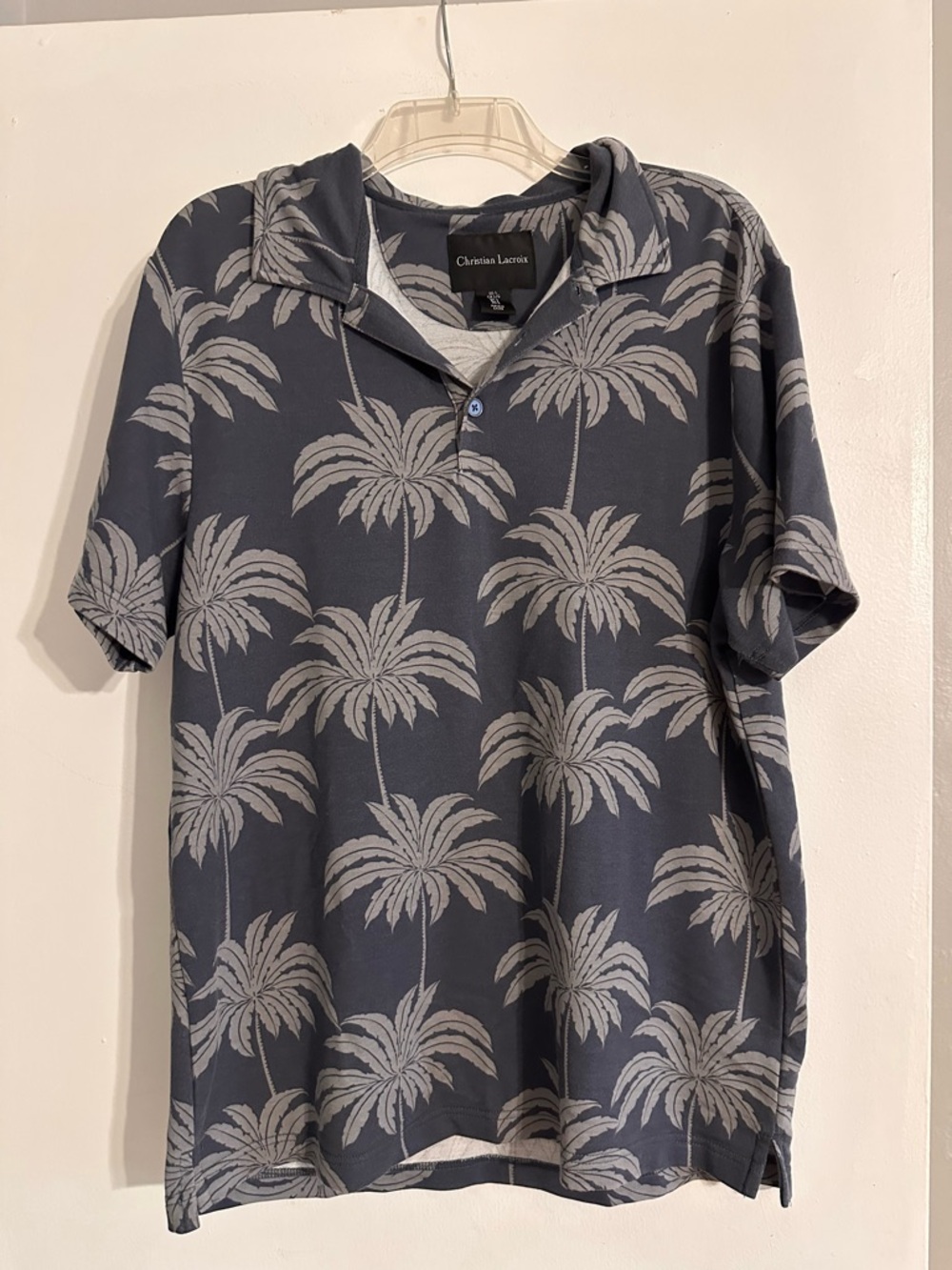 Christian Lacroix Gray Palm-Print Polo Shirt